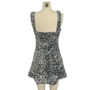 Princess Polly Miss Me Sequin Mini Dress Silver 6